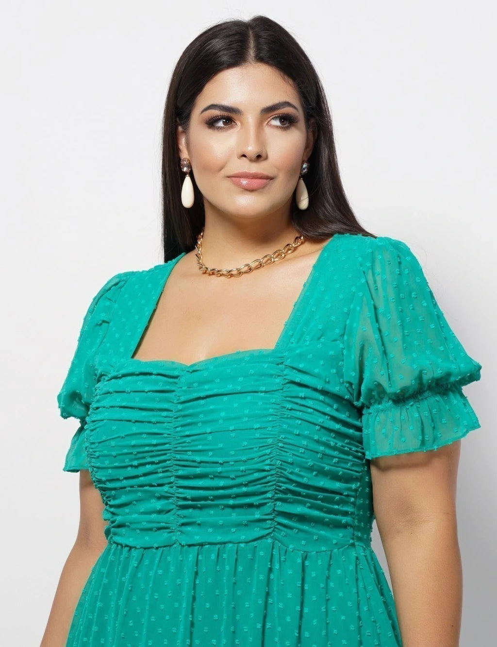 Vestido Longo Chiffon Pipoquinha Verde