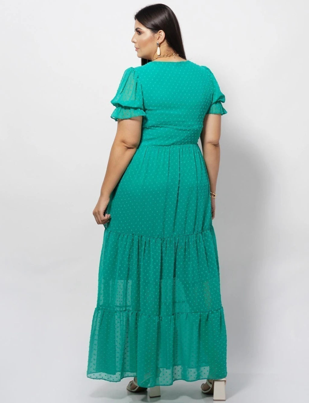 Vestido Longo Chiffon Pipoquinha Verde