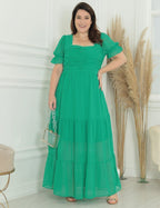 Vestido Longo Chiffon Pipoquinha Verde