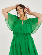 Vestido Longo Chiffon Decote Gota Verde