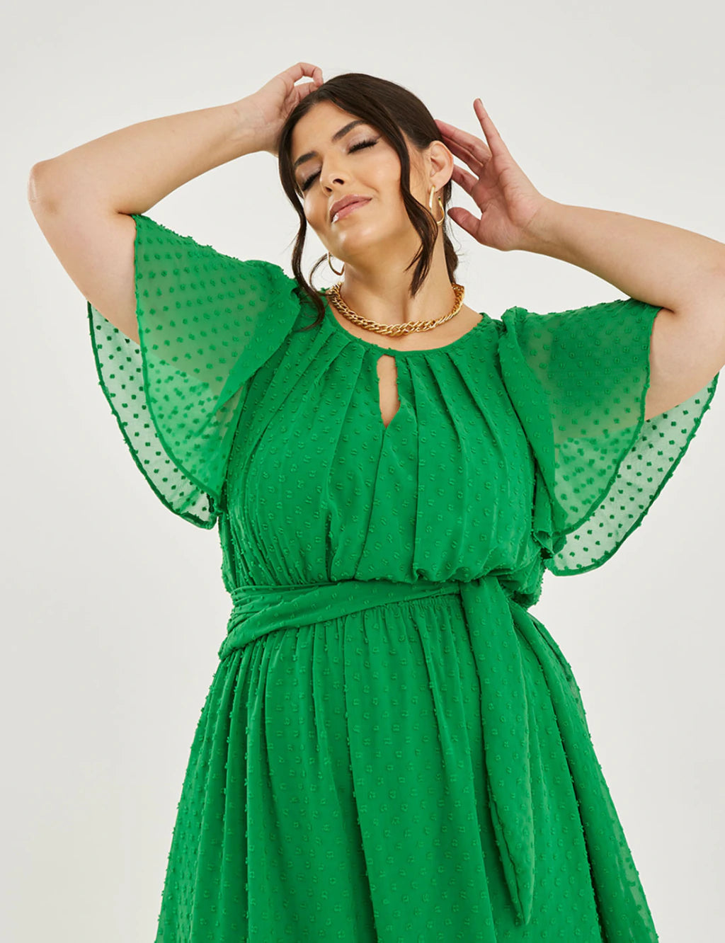 Vestido Longo Chiffon Decote Gota Verde
