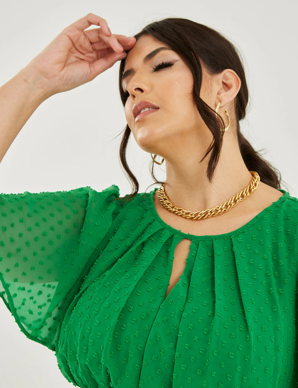 Vestido Longo Chiffon Decote Gota Verde