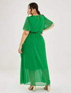 Vestido Longo Chiffon Decote Gota Verde