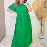 Vestido Longo Chiffon Decote Gota Verde