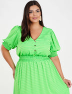 Vestido Midi Crepe Frente Fendas Verde