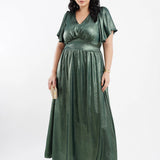 Vestido Longo Crepe Dunas Foil Verde