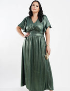 Vestido Longo Crepe Dunas Foil Verde