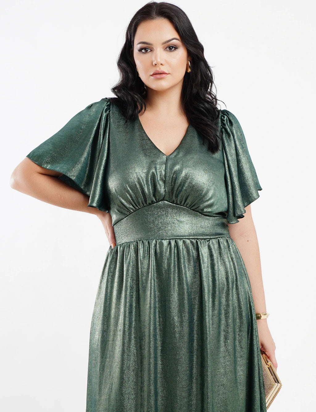 Vestido Longo Crepe Dunas Foil Verde
