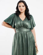 Vestido Longo Crepe Dunas Foil Verde