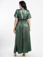 Vestido Longo Crepe Dunas Foil Verde