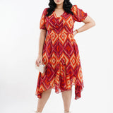 Vestido Midi Chiffon Barra Assimetrica Vinho