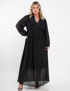 Vestido Longo Chiffon Yoryu Lurex Preto