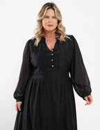 Vestido Longo Chiffon Yoryu Lurex Preto