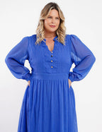 Vestido Longo Chiffon Yoryu Lurex Azul