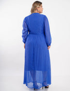 Vestido Longo Chiffon Yoryu Lurex Azul