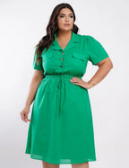 Vestido Curto Cambraia Cintura Com Elástico Verde