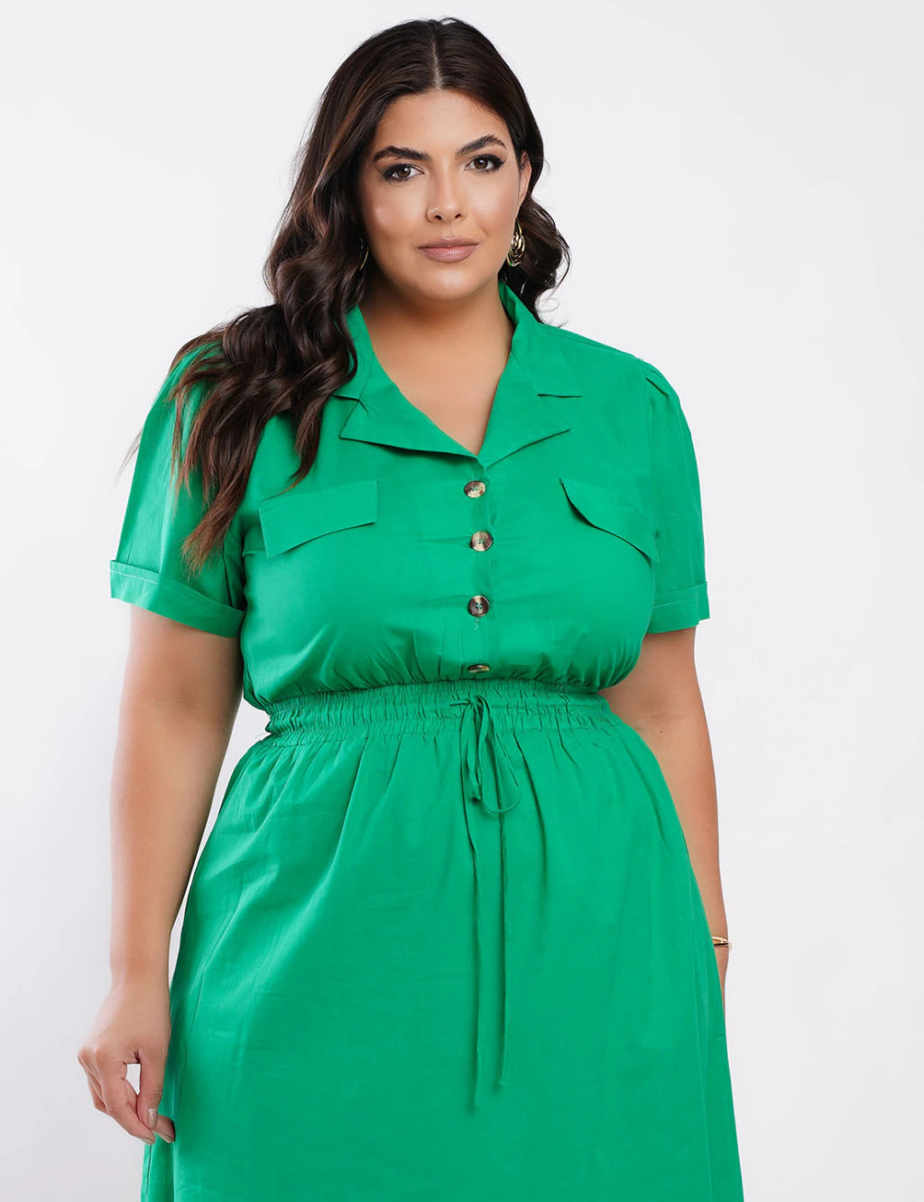 Vestido Curto Cambraia Cintura Com Elástico Verde