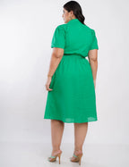 Vestido Curto Cambraia Cintura Com Elástico Verde