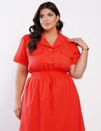Vestido Curto Cambraia Cintura Com Elástico Vermelho