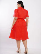 Vestido Curto Cambraia Cintura Com Elástico Vermelho