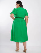 Vestido Midi Poliviscose Com Botão Metal Verde
