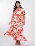 Vestido Longo Crepe Com Faixa Vermelho
