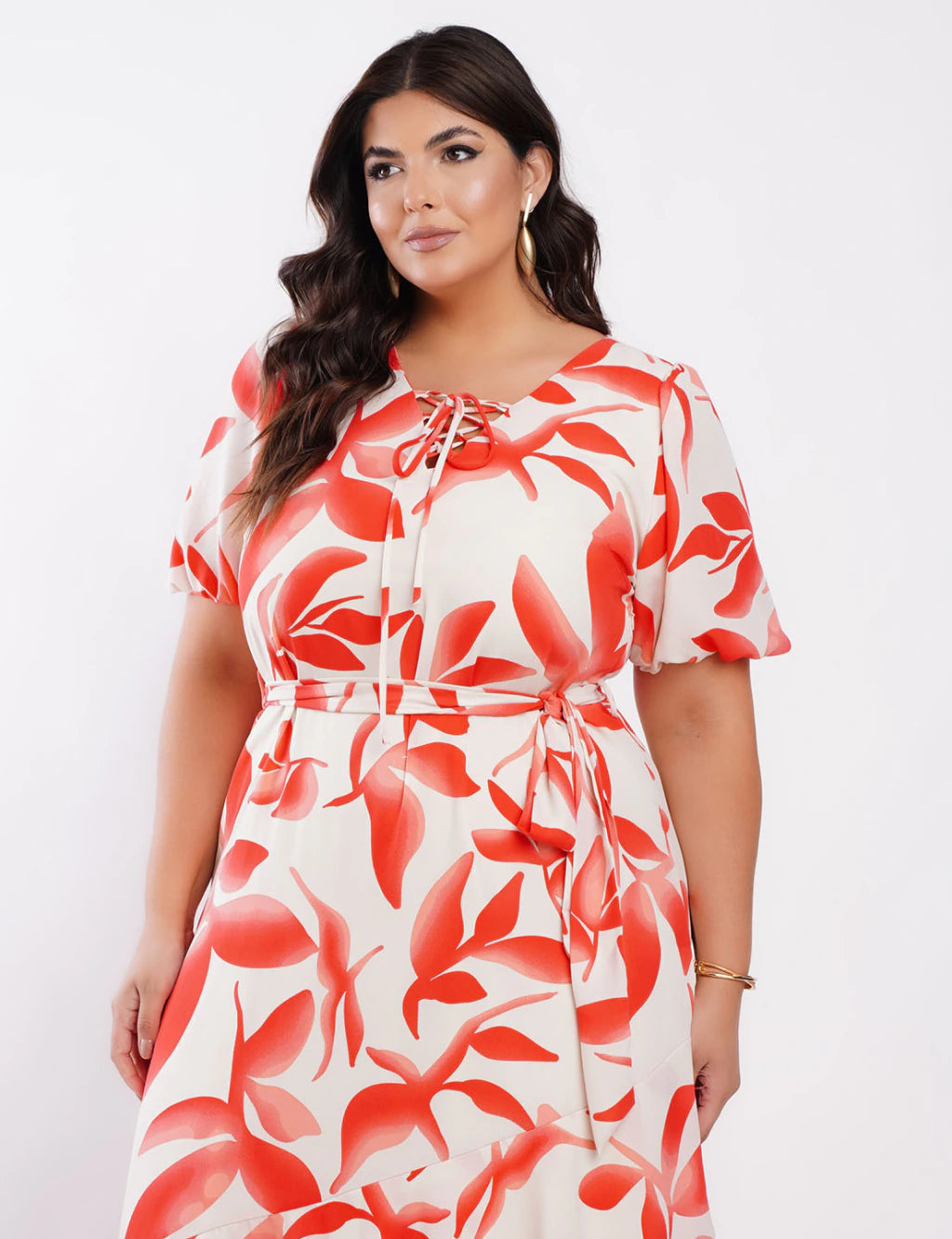Vestido Longo Crepe Com Faixa Vermelho