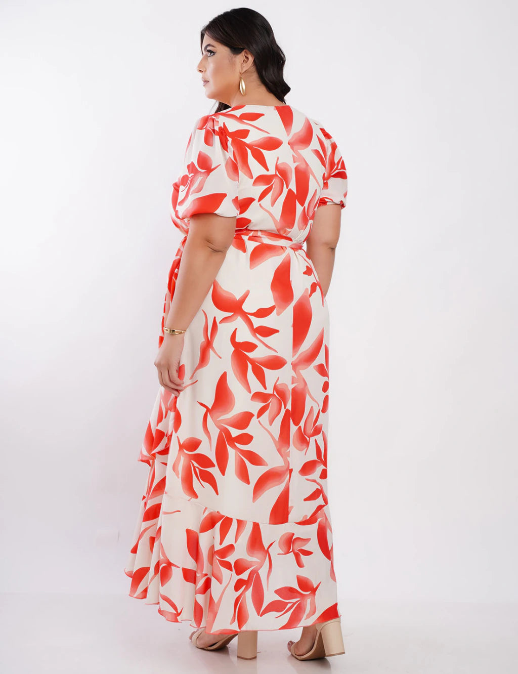 Vestido Longo Crepe Com Faixa Vermelho