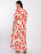 Vestido Longo Crepe Com Faixa Vermelho
