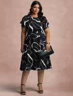 Vestido Midi Viscose Twill Com Cinto Preto