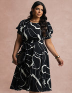 Vestido Midi Viscose Twill Com Cinto Preto