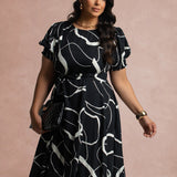 Vestido Midi Viscose Twill Com Cinto Preto