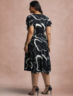 Vestido Midi Viscose Twill Com Cinto Preto