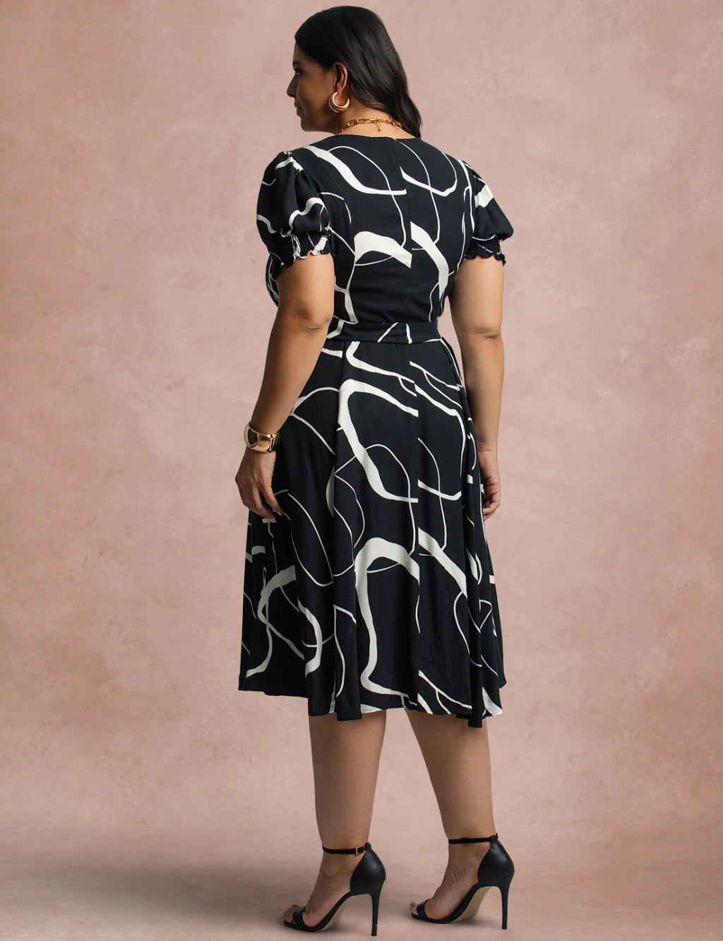 Vestido Midi Viscose Twill Com Cinto Preto