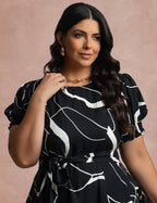 Vestido Midi Viscose Twill Com Cinto Preto