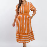 Vestido Midi Algodão Bordado Terra