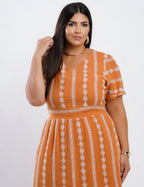 Vestido Midi Algodão Bordado Terra