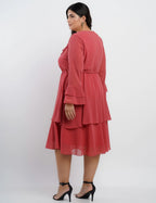 Vestido Curto Chiffon Com Babado Rosé