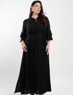Vestido Longo Viscose Com Textura Preto