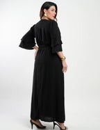 Vestido Longo Viscose Com Textura Preto