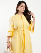 Vestido Longo Viscose Com Textura Amarelo