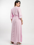 Vestido Longo Viscose Com Textura Rosa