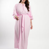 Vestido Longo Viscose Com Textura Rosa