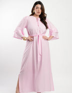 Vestido Longo Viscose Com Textura Rosa