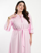 Vestido Longo Viscose Com Textura Rosa