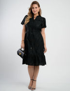Vestido Midi Lasie Algodão Com Gola Preto