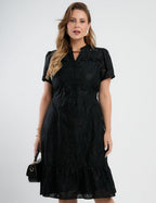 Vestido Midi Lasie Algodão Com Gola Preto