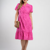 Vestido Midi Lasie Algodão Com Gola Pink
