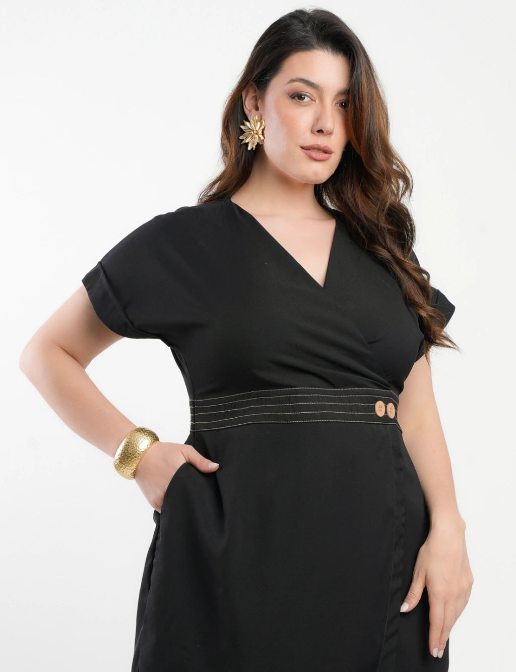Vestido Midi Tubinho Alfaiataria Twill Preto