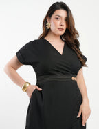 Vestido Midi Tubinho Alfaiataria Twill Preto